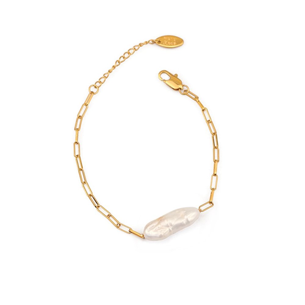 18k Plated real gold Baroque pearl Bracelet